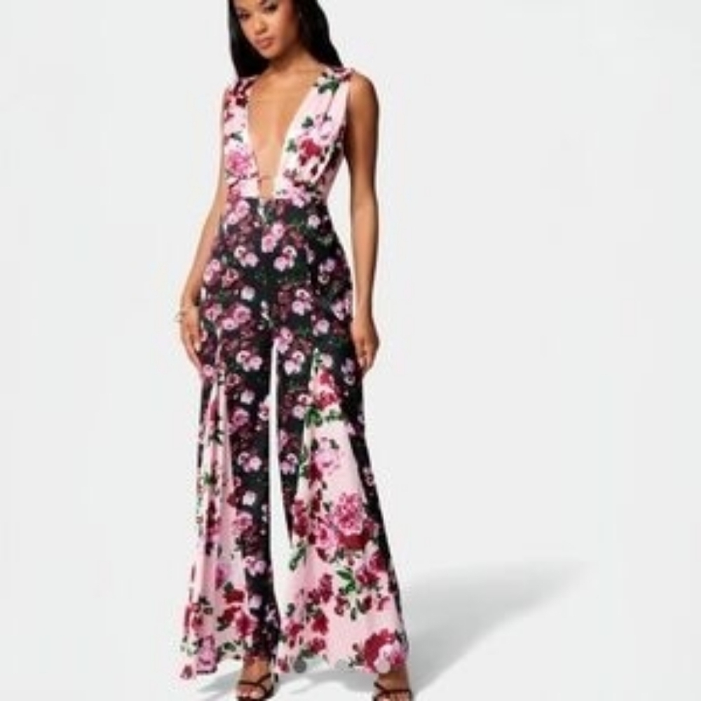 Floral Maxi Dress with Pink and Black Design